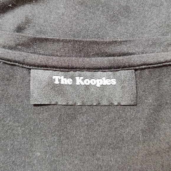 The Kooples Black Short-Sleeved Tee with Eyelet Lace Embroidery Hem - Small EUC - Picture 5 of 6